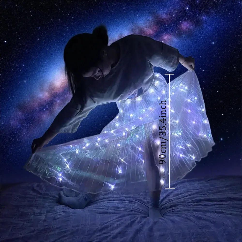 LED dance skirt, 90cm long skirt with anti glare lining