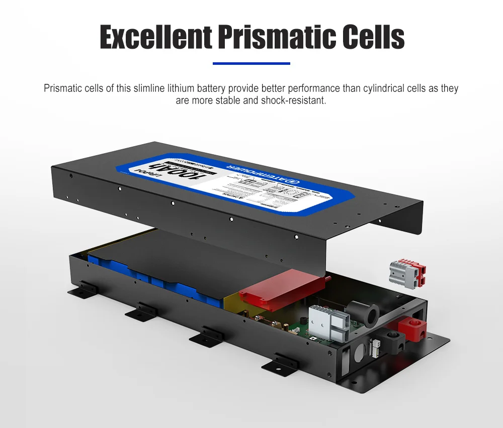 ATEM POWER New Style 12V 100AH Slimline Lifepo4 Lithium Battery With In-Built 40a Dc-Dc Charger And Power Hub