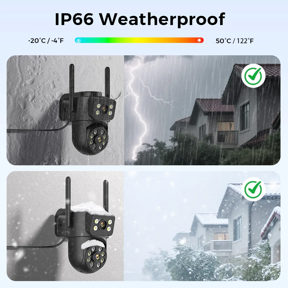 Anbiux 4k 8mp wifi câmera de vigilância 4mp 4x zoom digital ptz ip lente dupla ai humano detectar câmera de segurança ao ar livre icsee app