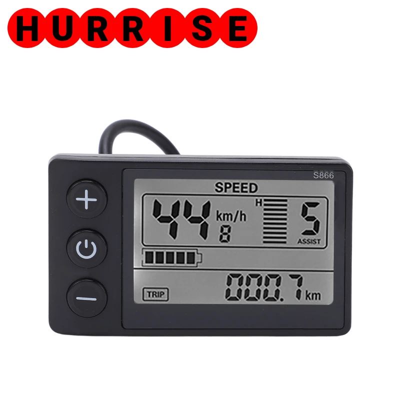 24V 36V 48V S866 LCD Display Meter Electric Bike LCD Display with Waterproof Plug for 22.3mm/0.9in Handlebars