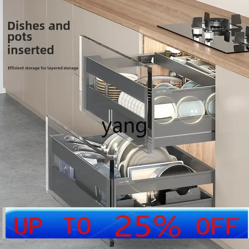 

Выдвижная корзина для кухонного шкафа LHH, двойной ящик для хранения посуды и кастрюль