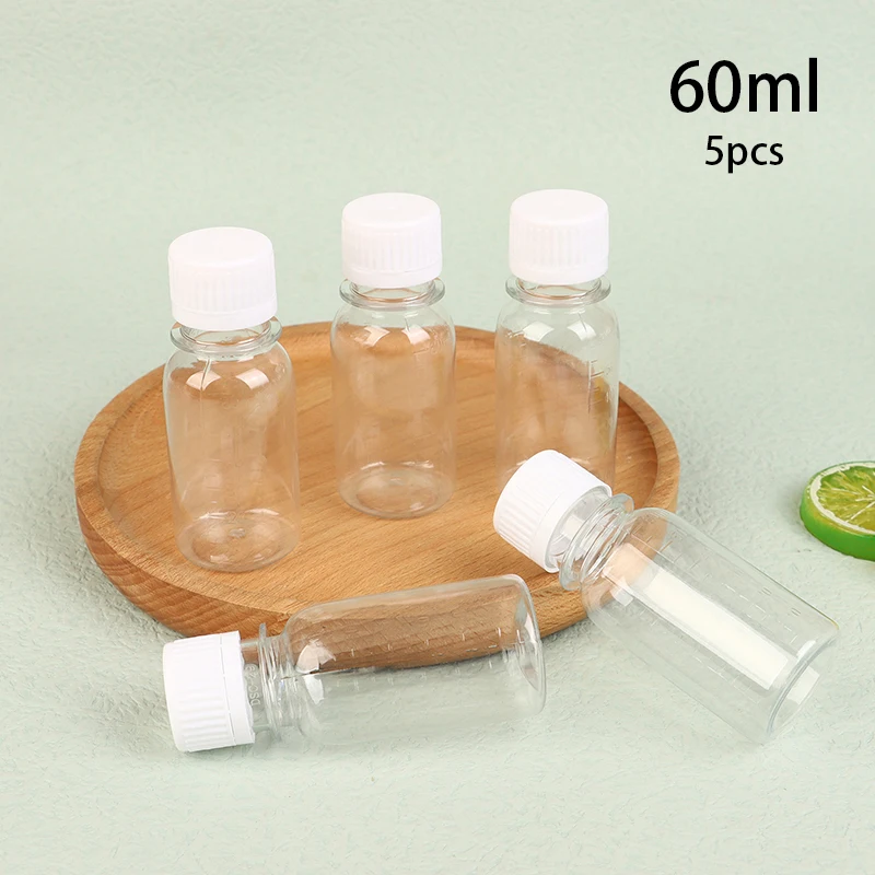 Mini Juice Bottle 60ML Small Plastic Bottle Reusable Liquid Bottle Container Leak Proof With Lid Kitchen Storage Bottle