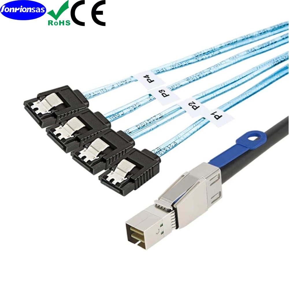 Cable Raid externo para servidor de datos de disco duro hembra Mini SAS HD SFF-8644 a 4 puertos SATA 7P 0,5 m/1,0 m