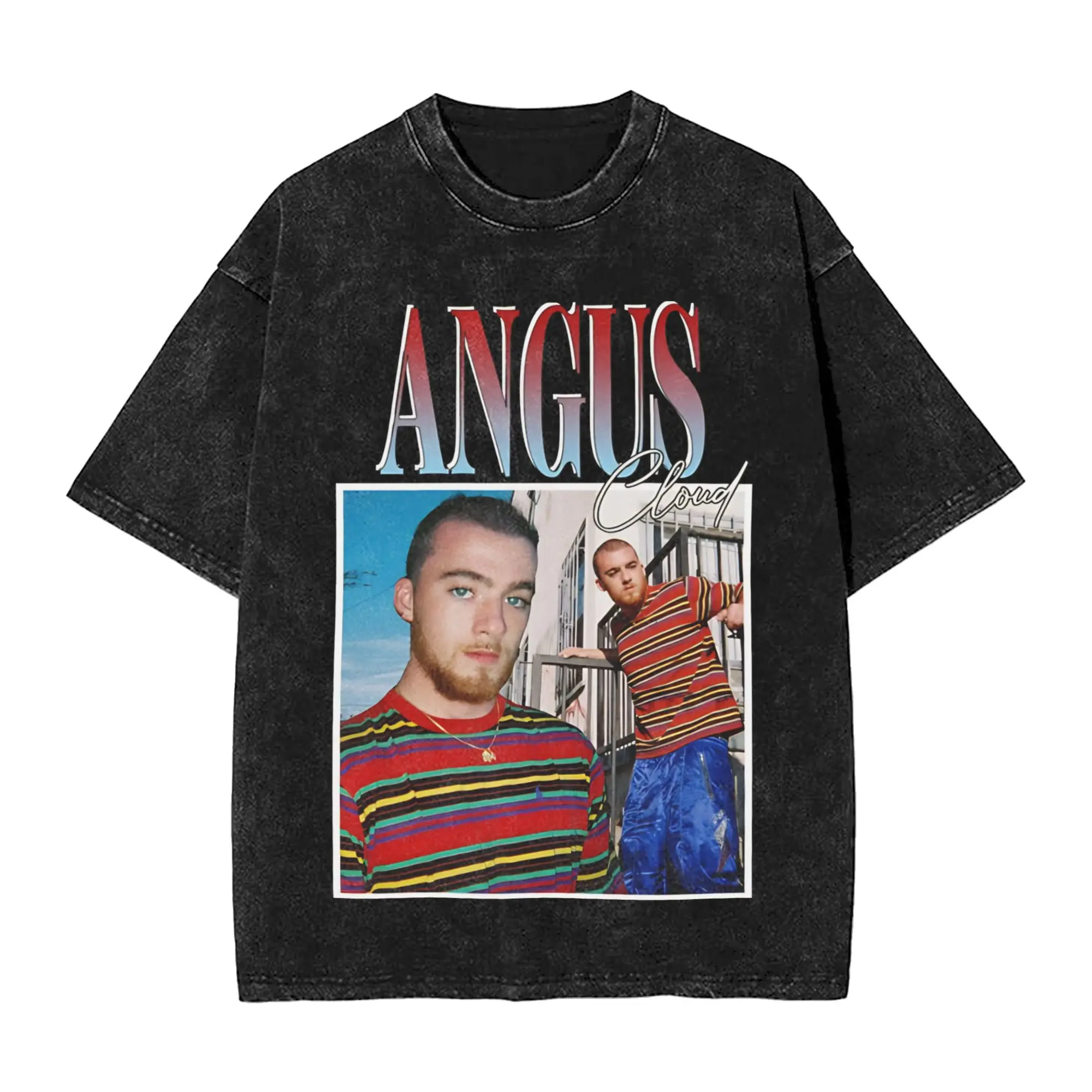 Harajuku Washed Shirt Fezco Fez Angus Cloud Merch Vintage T Shirt Oversize  Streetwear Short Sleeve Graphic Tees