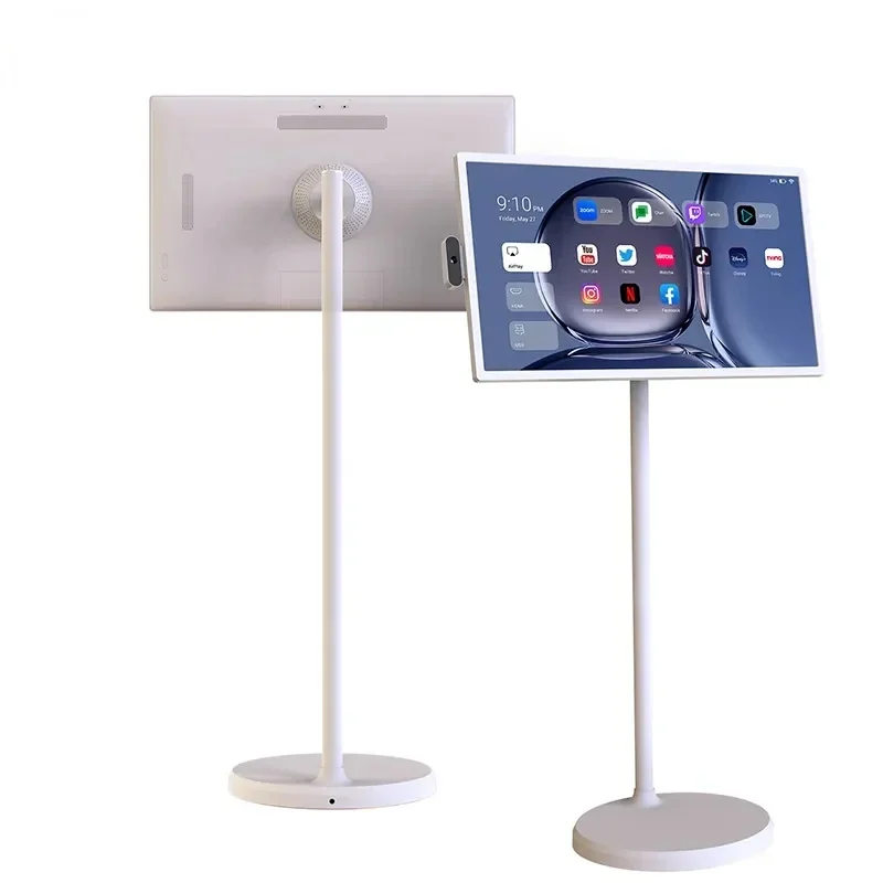 32 inch 3840*2160 Pixel 4K Smart Touch Screen TV, 8G+128G Andriod 14 Tablet, Wheeled Stand TV with Battery Power, Controller