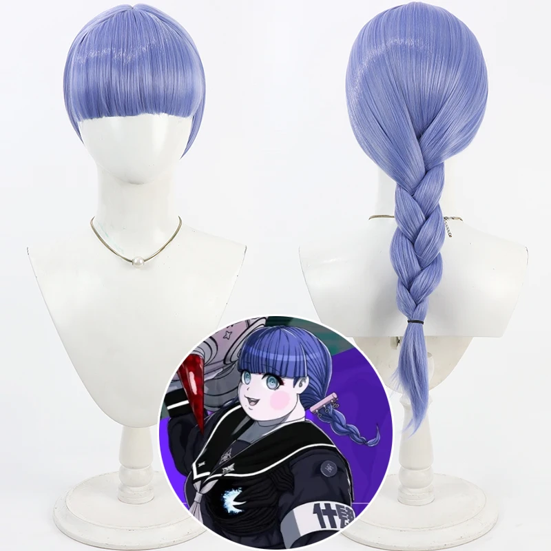 

The Hundred Line Moko Mojiro Cosplay Wig 50CM Blue Braided Hair Last Defense Academy Halloween Party for Women