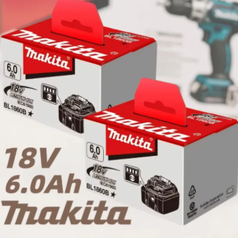 2026 Genuine Makita 18V 6.0Ah Powerful long-lasting Rechargeable Battery+electric drill+charger ,For Makita Power Tools