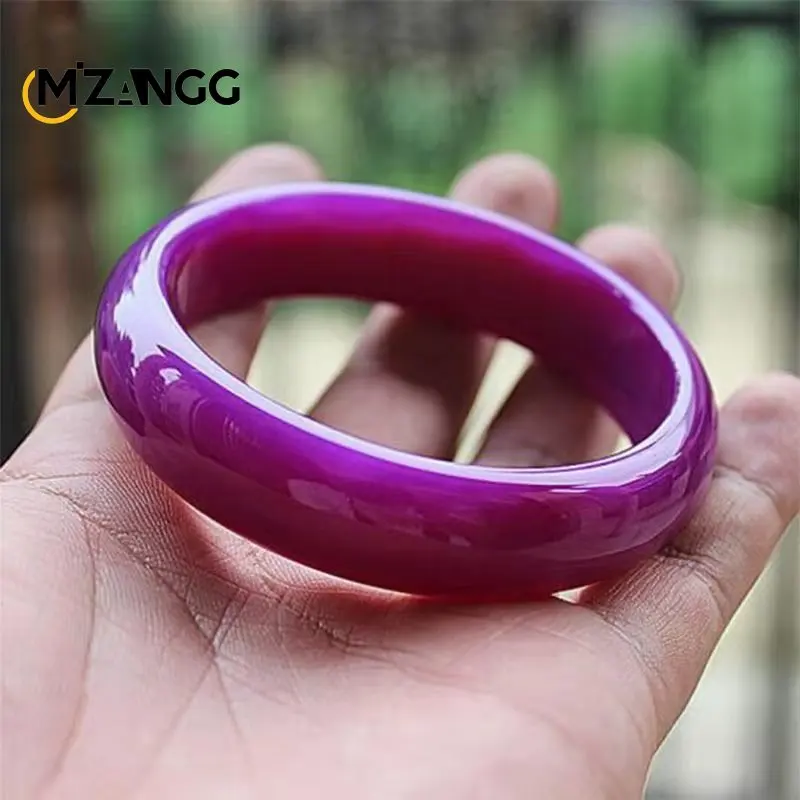 Natural Imperial Purple Chalcedony Bangles Purple Agate Widened and Thickened Women's Jade Bracelet Charm Fashion Jewelry Gift