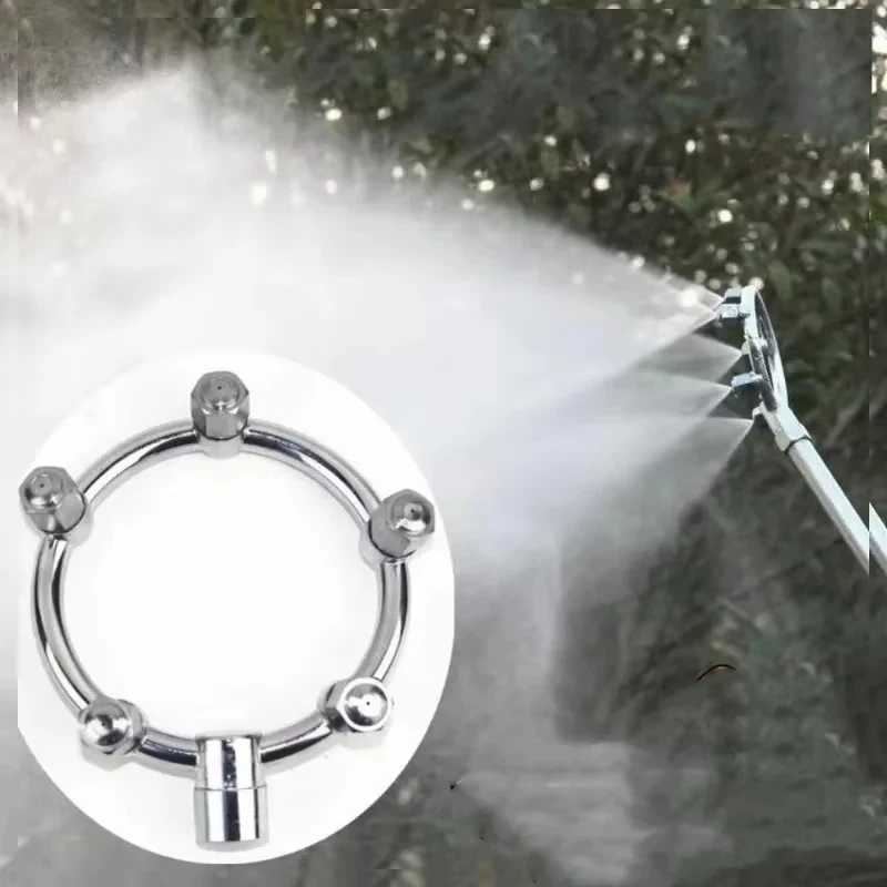 1pc Electric Sprayer Head Stainless Steel 5-Heads Fine Mist High Pressure Sprayer Anti-Clogging Irrigation Fertilization Nozzle