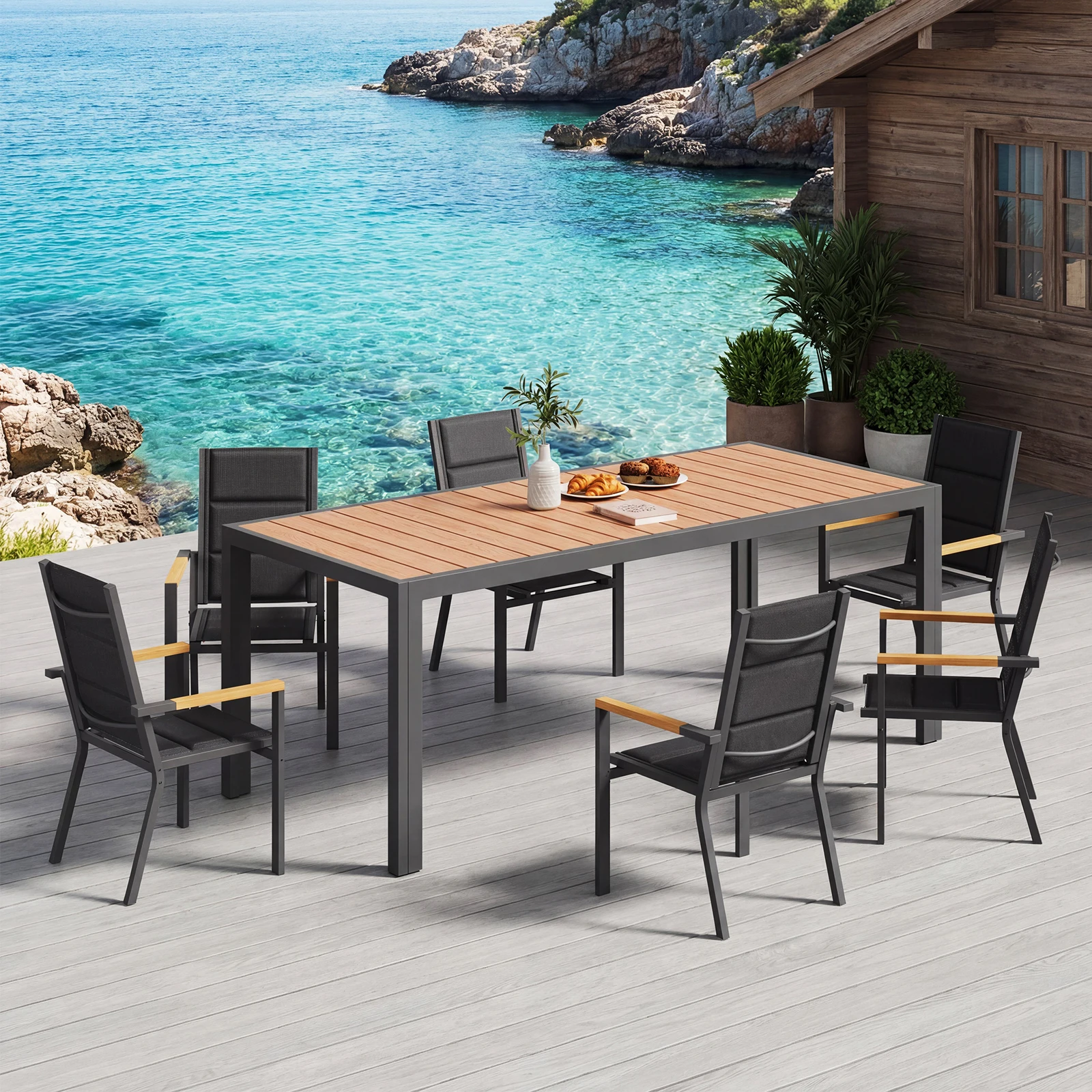 Devoko Aluminium-Gartentisch wetterfest und sonnenbeständig ideal für Picknicks Urlaub Familienfeiern und Partys