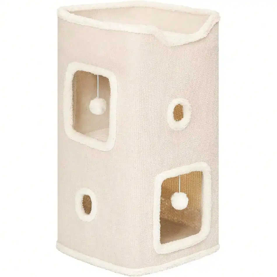 

Cat House 2-Story, Cat Condo With Stable Frame And Large Scratch Pad, 24'' Durable Cat Cube Playhouse