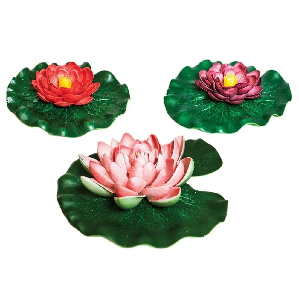 Floating Lily Pad Pond Decor Set of 3 UV Resistant Weatherproof Multicolor Pond Accessories Fish and Plant Safety