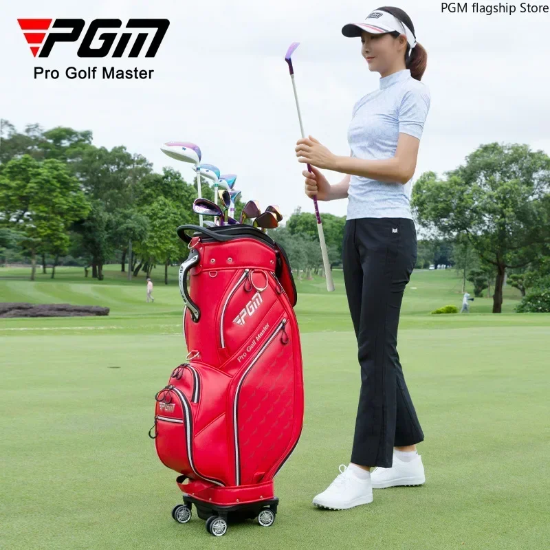 PGM Golf Bag Air Consignment Universal Four-wheel Telescopic Bag Microfiber Leather Double Ball Bag Cap QB129