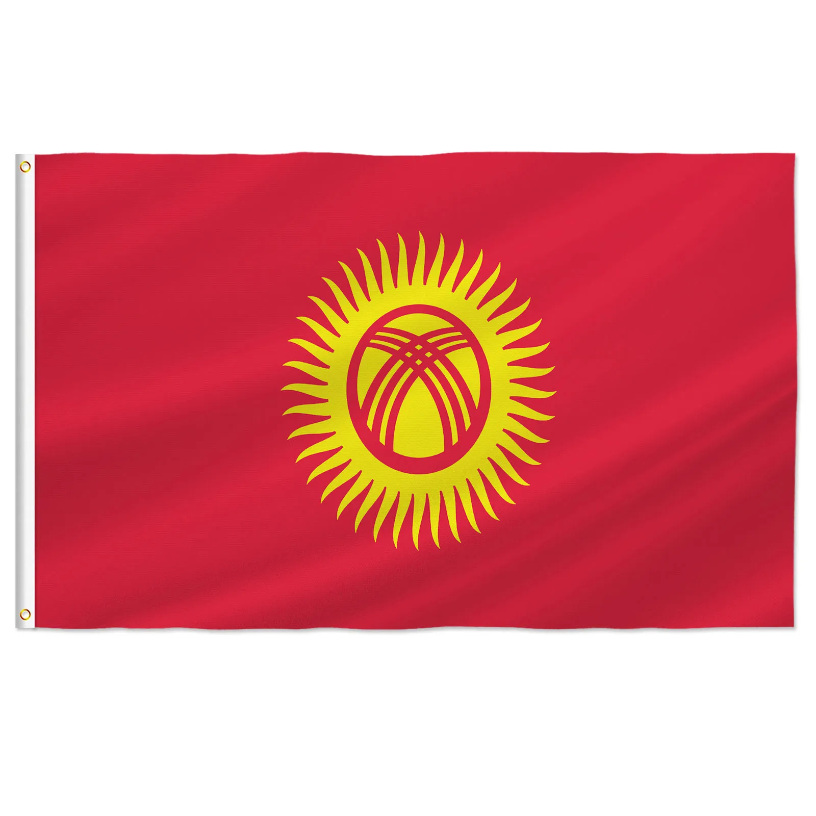 PTEROSAUR Kyrgyzstan Flag 60x90cm 90x150cm, Kyrgyzstani National Flag with Brass Grommets for Room Indoor Outdoor Decor Banner