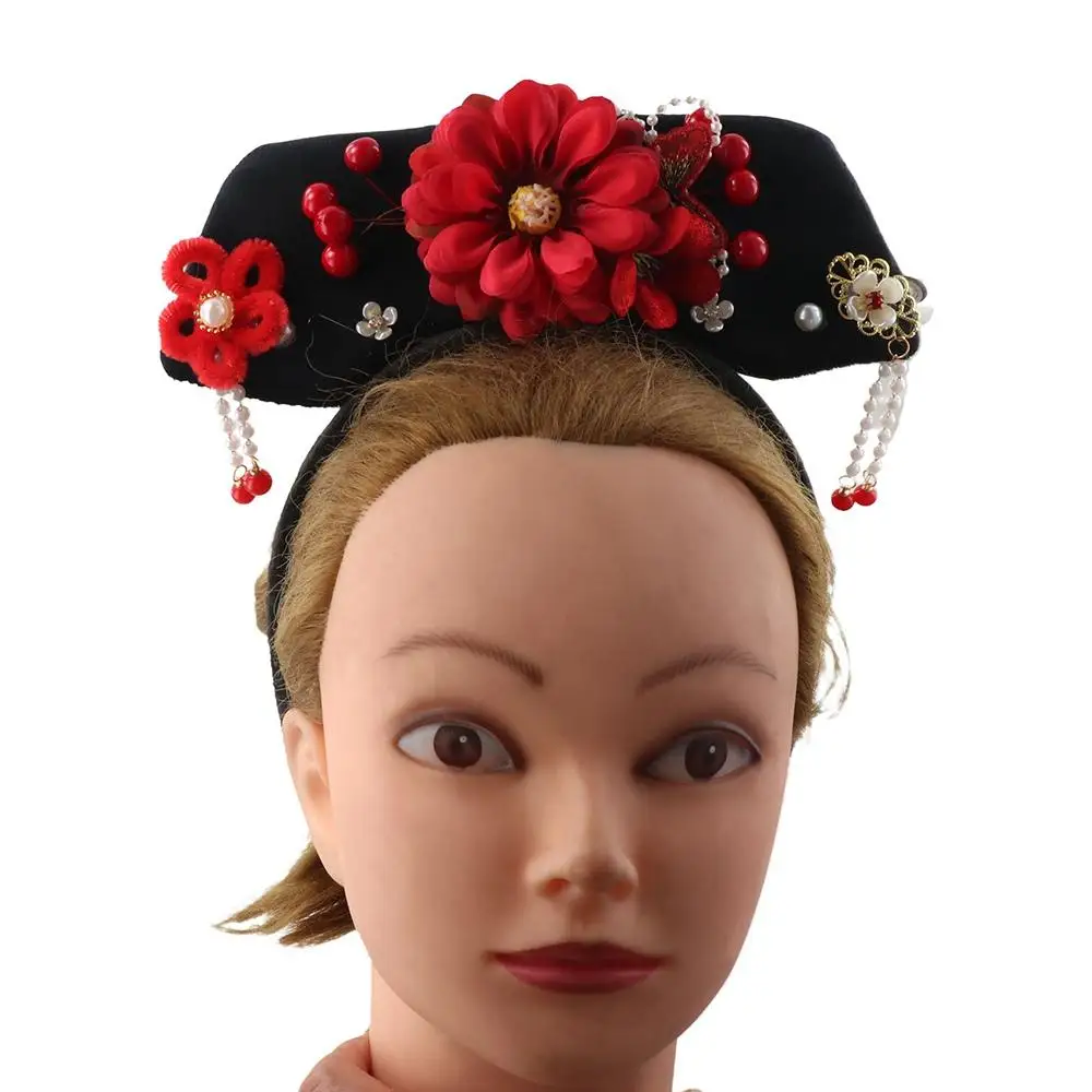 

Антикварный цветок в китайском стиле, головной убор с жемчужным бантом, повязка на голову в древнем стиле, головной убор Royal Court, заколка для волос с кисточкой Hanfu, женская заколка для волос