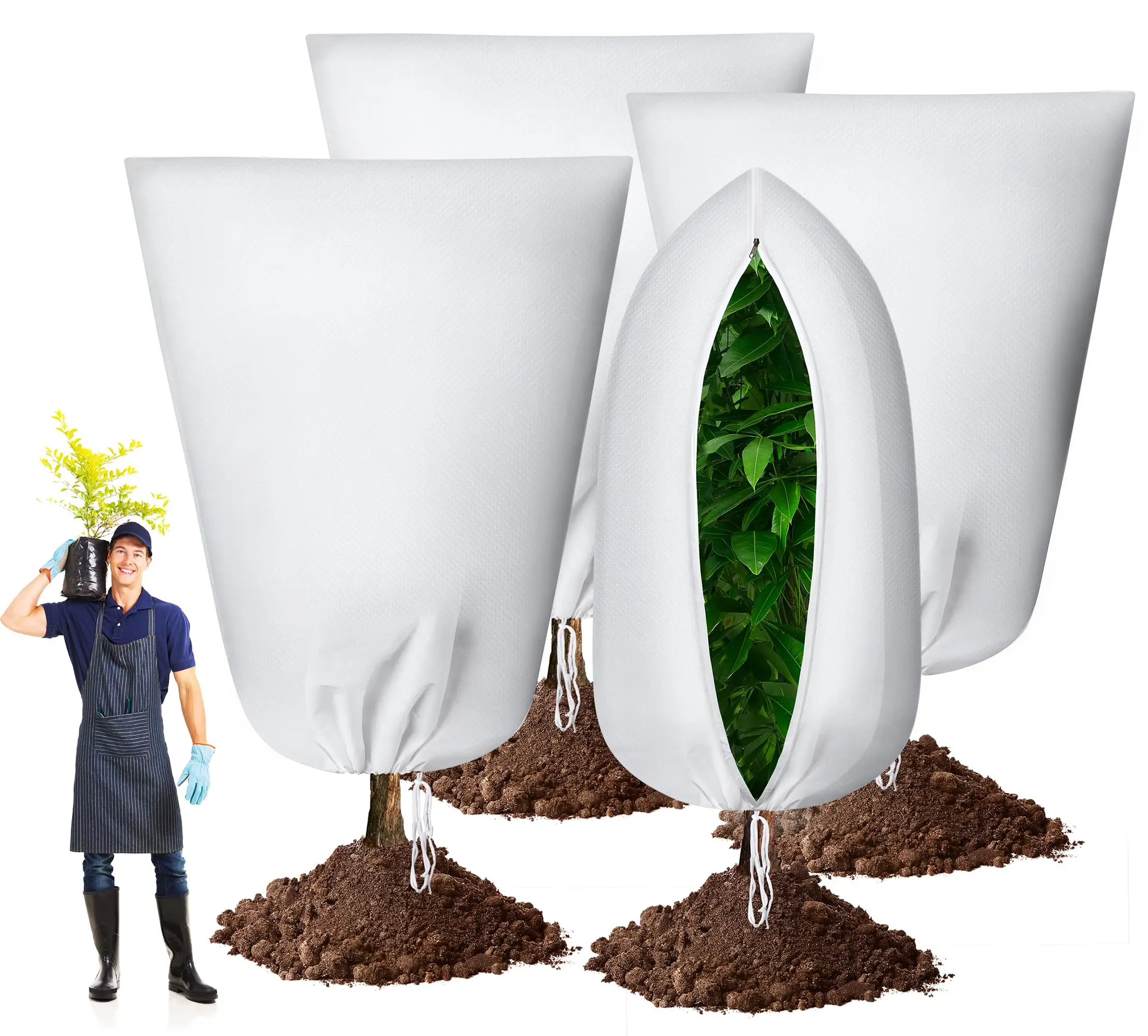 الشتاء غطاء النبات حقيبة حماية من التجميد مع سحاب الرباط الصقيع القماش قابلة لإعادة الاستخدام شجرة الفاكهة مكافحة الطيور الحشرات الوقاية حقيبة #2