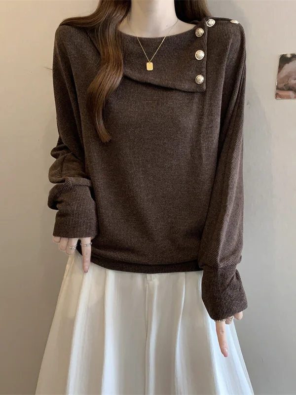 

Осенне-зимняя женская толстовка с длинным рукавом и воротником, коричневая, в стиле кэжуал, для создания молодого образа, большие размеры