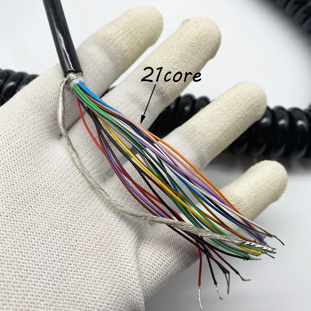 21 Core 25 Cores Spring Spiral Wire Cable Coiled Line for CNC Handheld Encoder Manual Pulse Generator MPG Extensible Wire