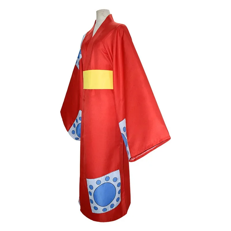 LQJapanese Anime Monkey D. Luffy Cosplay disfraz peluca Wano Country Arc Luffy Cosplay Yukata Kimono para Halloween carnaval fiesta M
