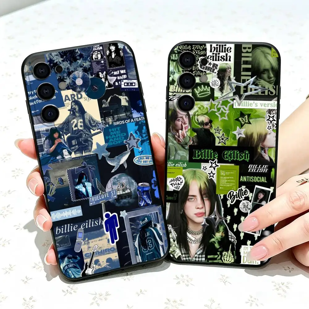 Hot-selling Singer Billie E-Eilish Phone Case Black Silicone Soft For Samsung S25,S24,S21,S22,S23,S30,Ultra,S20,Plus,Fe,Lite