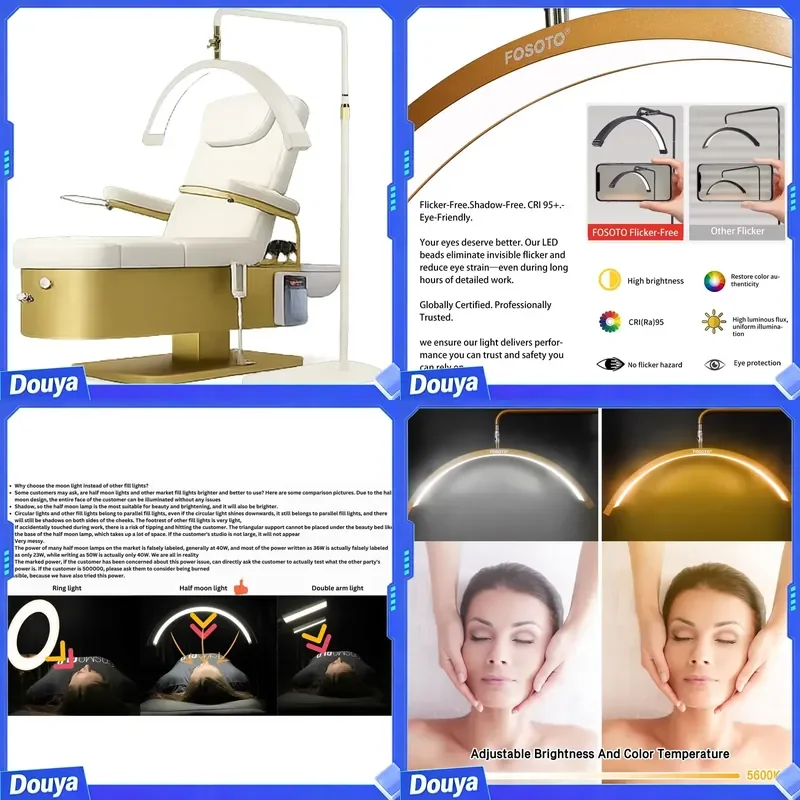 Beige LED Moon Lamp Professional Lighting Makeup Lamp with Phone Holder Equipment