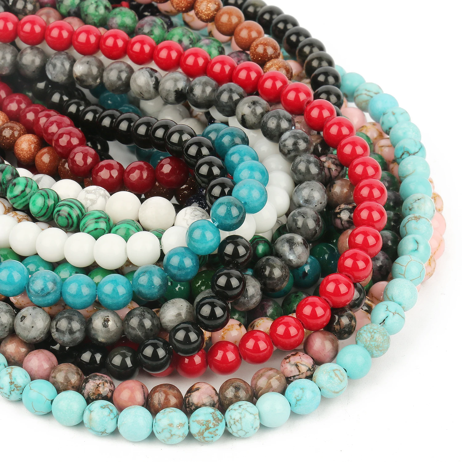 Natural Tiger Eye Agate Jade Howlite Minerals Bead Round Loose Stone Beads for Jewelry Making DIY Handcraft Bracelet 4-12mm 15\'\'