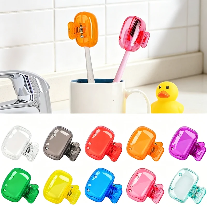 4pc Travel Toothbrush Holder Portable Plastic Toothbrush Case Protective Clip Toothbrush Protector Cap Brush Pod Case Protective