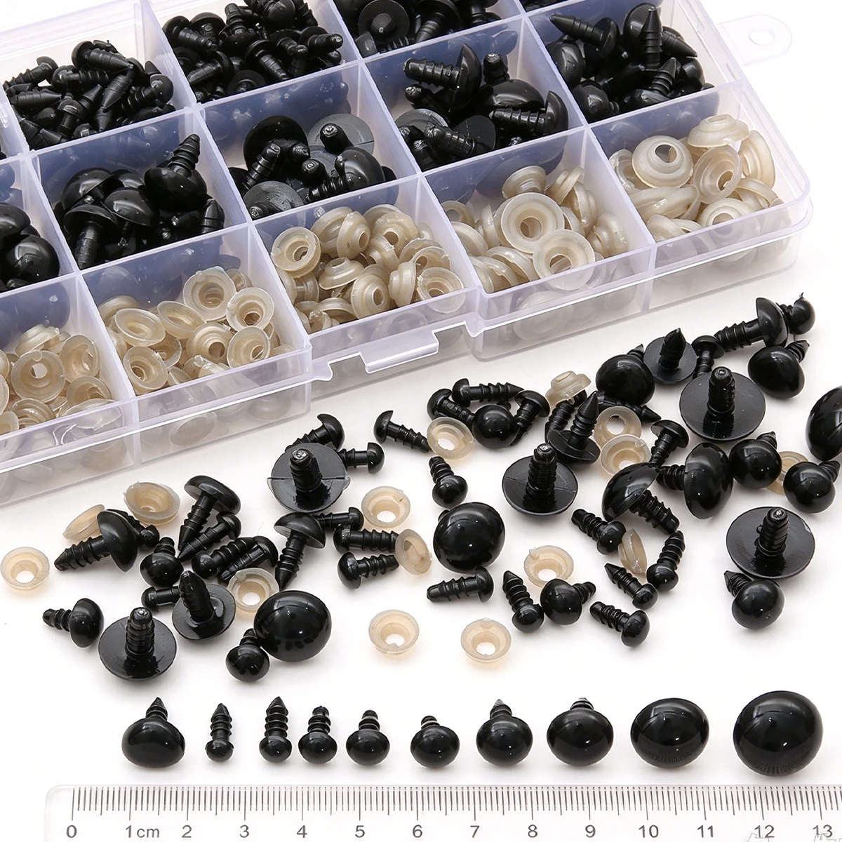 6-230set Safety Eyes and Noses Plastic Craft Doll Eyes with Washers Oval Plastic Bear Eyes and Noses for DIY Craft Accessories
