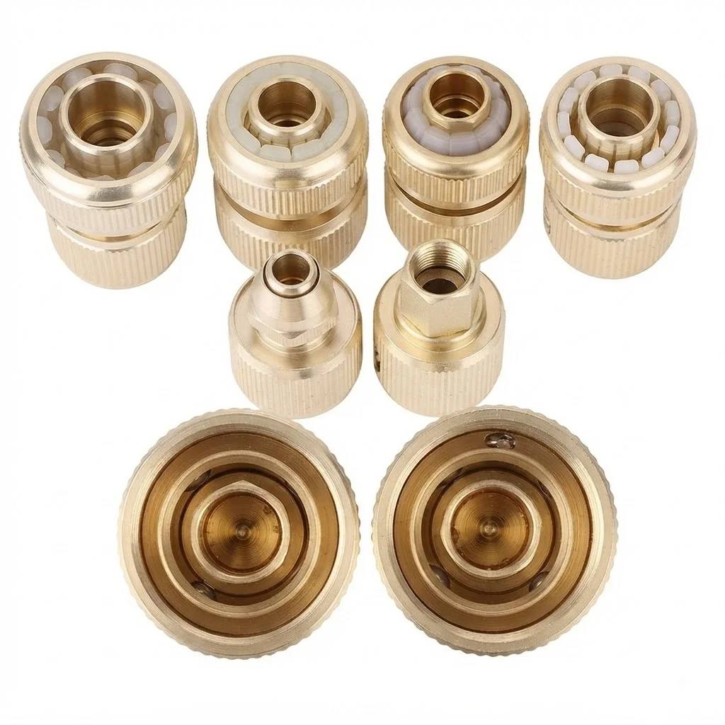 1/2 3/4 3/8 1/4 Inch Irrigation Tube Brass Tap Adaptor Water Pipe Fitting for Garden Hose Quick Connector Water Stop Repair