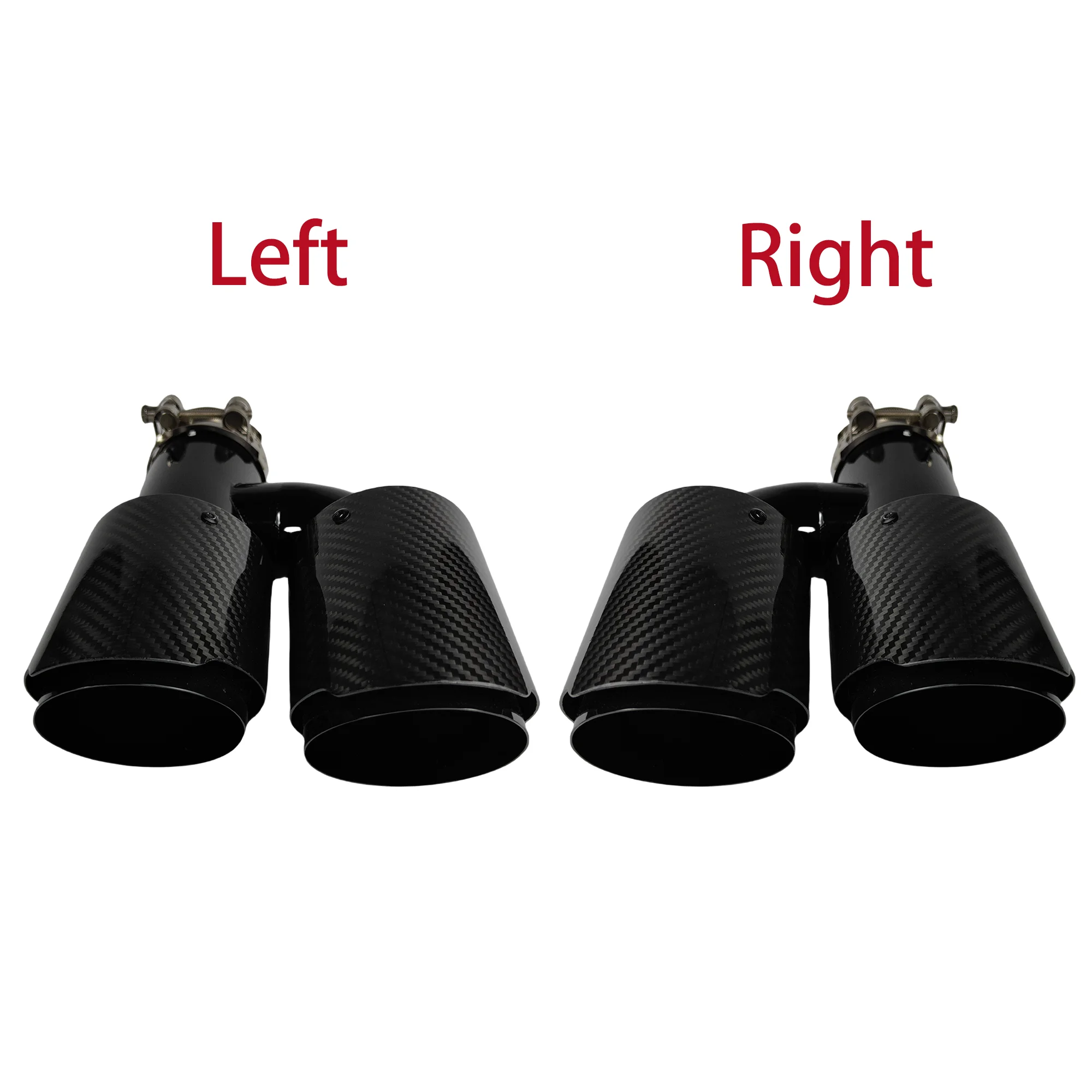 1 Pcs Universal Car Carbon Fibre Tail Throat Silencer Length Black h-Shaped Double Out Twill Glossy Exhaust Muffler Tip