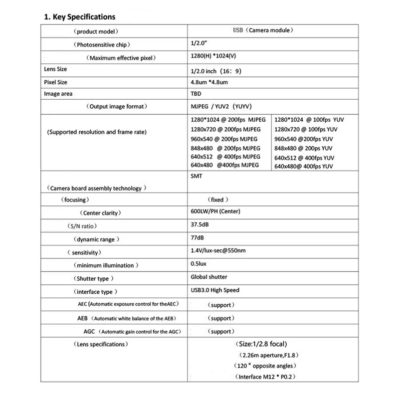 Desempenho estável-Câmera global do obturador USB3.0 1.3MP 150 °   Módulo de câmera industrial 400 quadros sem driver para WINXP/7 8 10 LINU