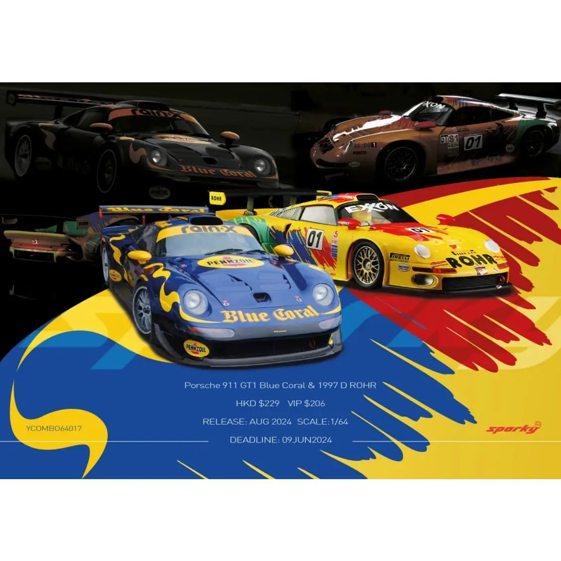 

Sparky Collection 1:64 Porsche 911 962 917 Lamborghini, alloy model racing car