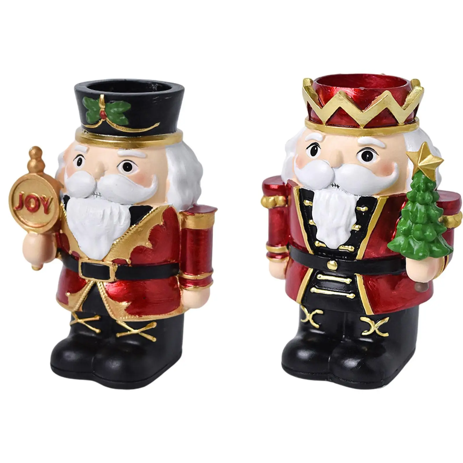 Nutcracker Statue Candle Holder Pillar Candles Candle Stand Xmas Decor Candlestick Stand for Photo Prop Holiday Dinner Table