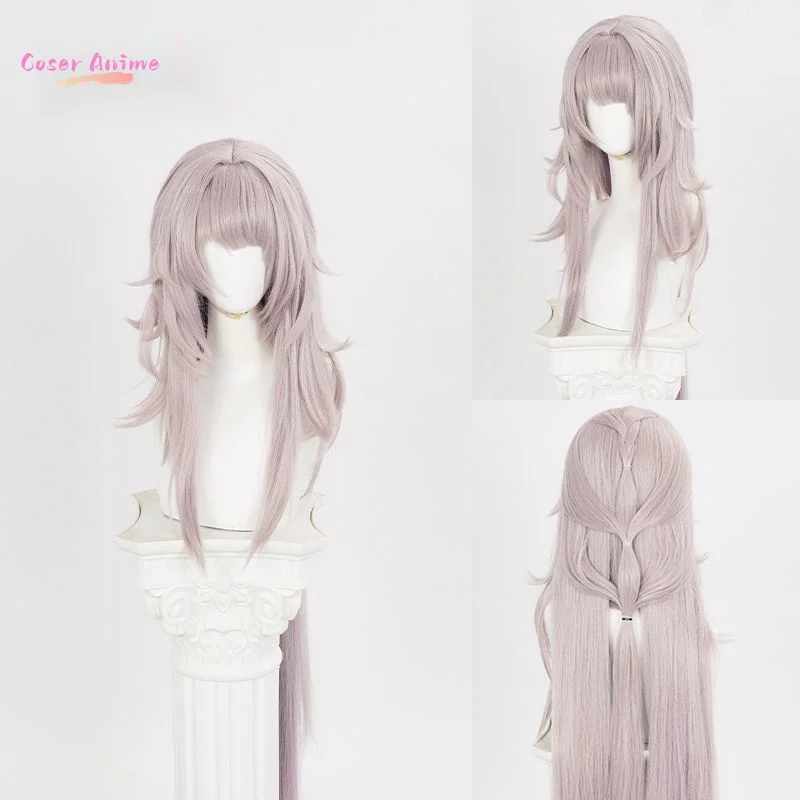 Peluca de Cosplay The Herta Honkai Star Rail marrón 100cm pelo largo gradiente púrpura estación espacial Herta fiesta de Halloween mujeres niñas