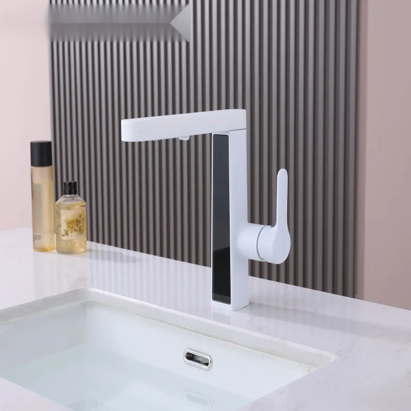 

New Selling Popular Put Out Hot &Cold Wash Basin Faucet White Washbasin Washroom Mouthwash Faucet Beautiful And Durable