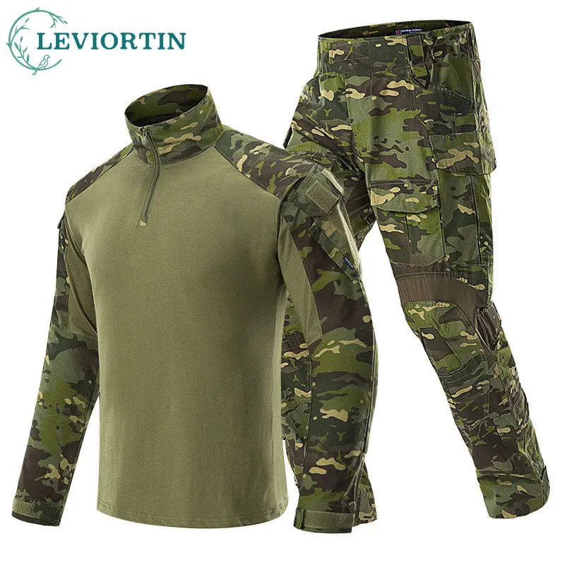 

Tactical Suit Men Hunting Training Shirt Pants 2 Piece Sets Outdoor Training Camouflage Quick-dry Ripstop Outdoor Hiking Uniform