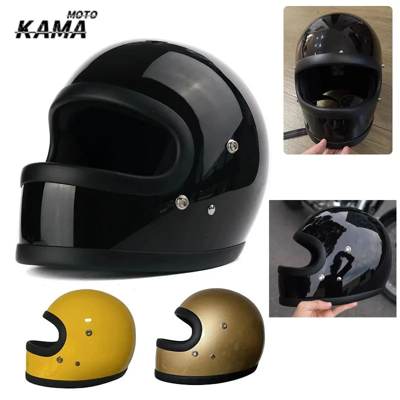 

Hot Japan Tech Fiberglass Full Face Helmets Vintage Motorcycle Helmet Casco Moto Capacete DOT Safety Bike Gear Classic Design