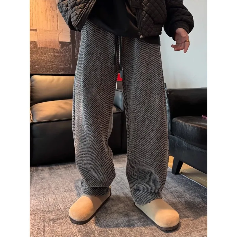 

Мужские повседневные свободные брюки Ice Degree с широкими штанинами, модные, весенне-осенние, с диагональными полосами, драпированные, стройнящие