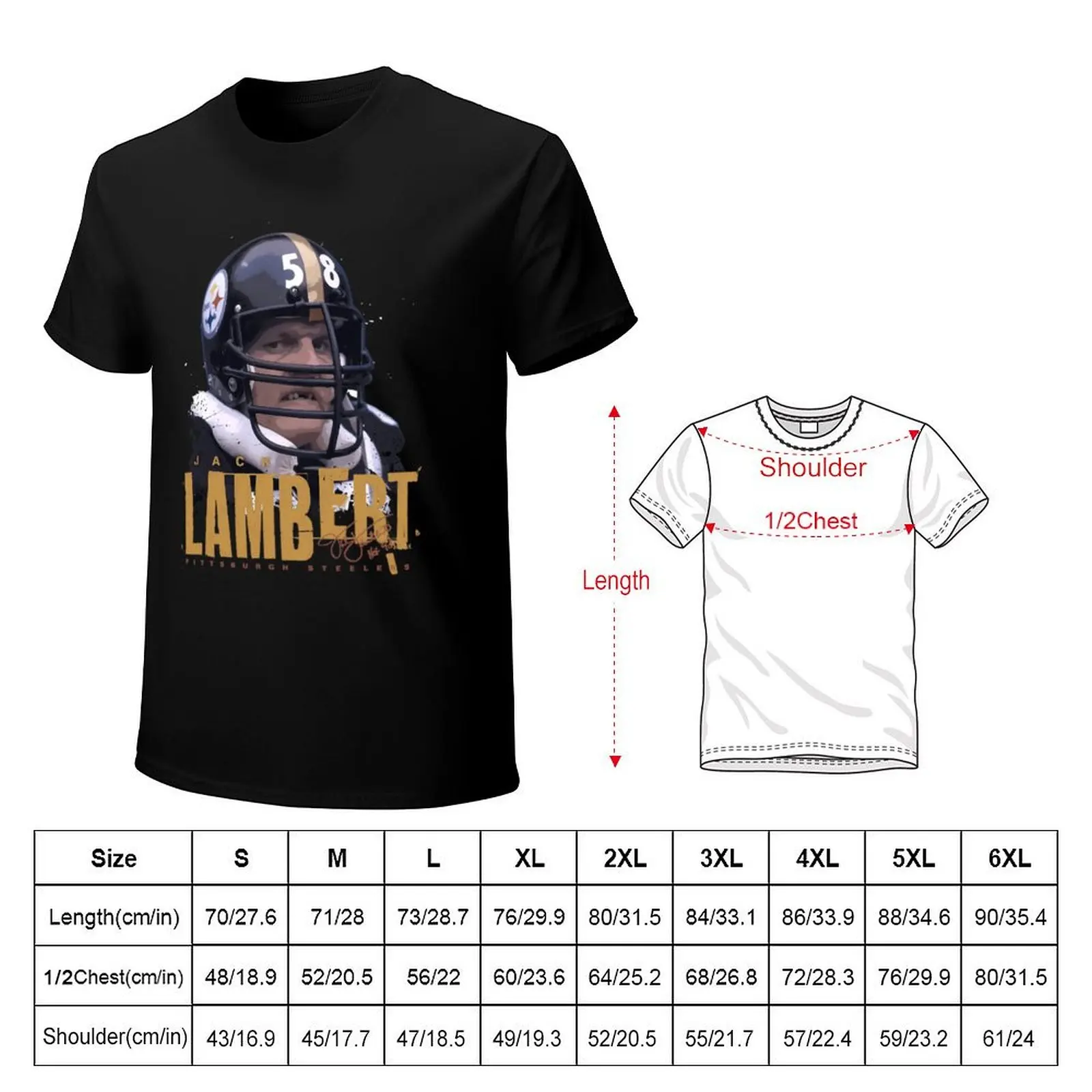 Jack Lambert T-Shirt Fashion Casual Short Sleeve T-Shirt