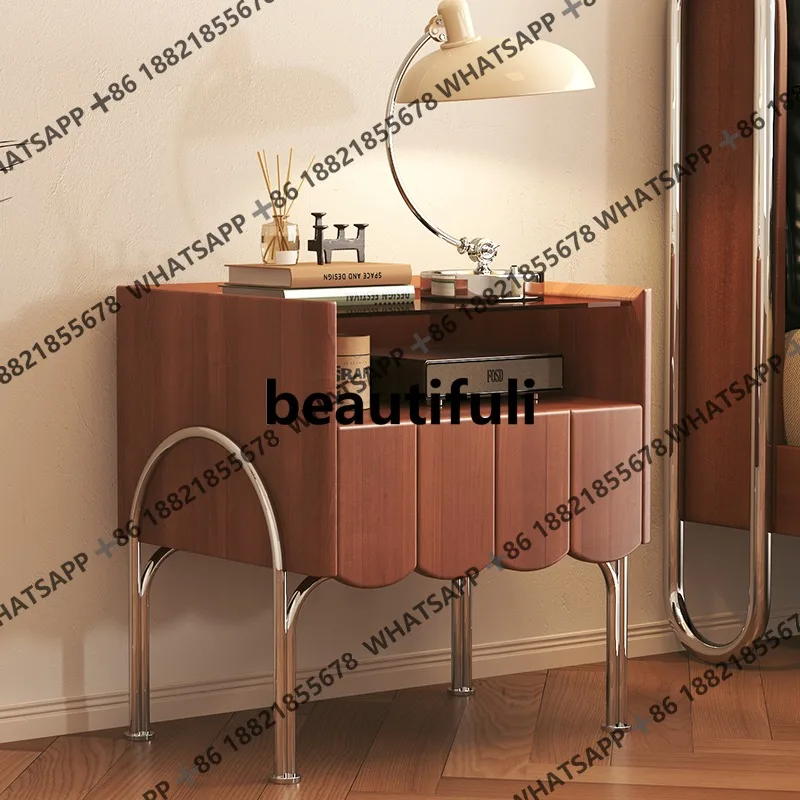Solid wood bedside table, bedroom household small storage, bedside, locker, new model