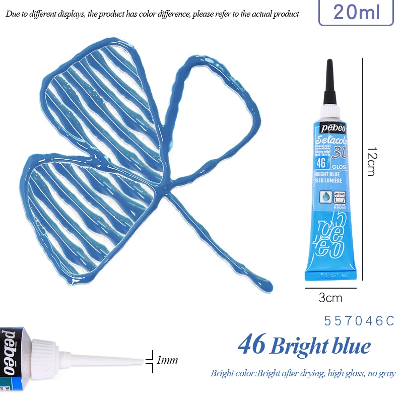 Setacolor 3D Stoffenverf 20ml Permanente Waterdichte Textielverf Niet-giftige 3D Stoffenmarker voor DIY Kleding Textielknutsels