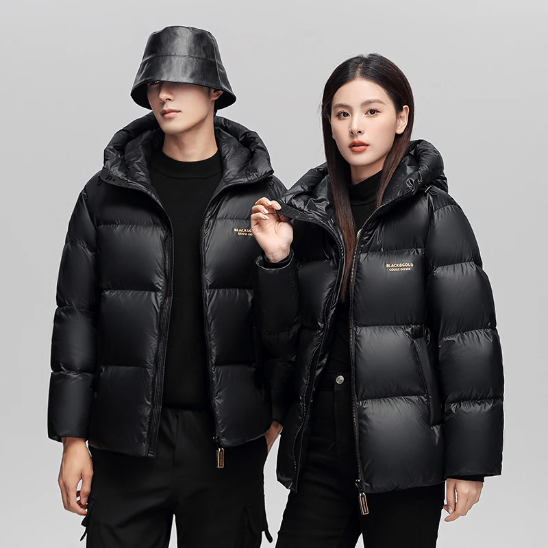 Black 90 White Goose Down Jacket Men Winter New High Quality Couples Waterproof Short Hooded Warm Bread Coat Women