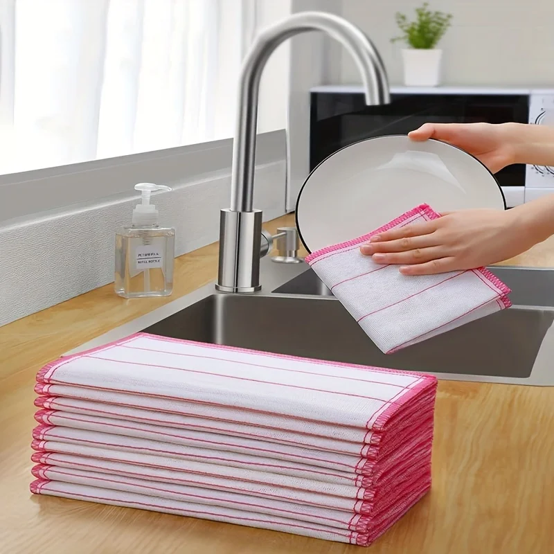 6/12Pcs Of Highly Absorbent Thick Dish Cloths - Reusable Microfiber Cleaning Rags, Suitable For Household Use, Kitchen