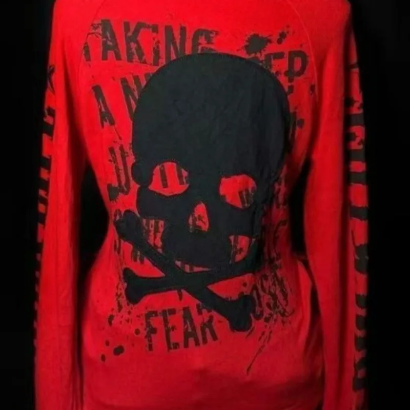 Herbst Frühling Damen Herren Oberteile Jacken Sweatshirts Hoodies Totenkopf-Print Subkultur Nieten Reißverschlüsse Minimalistisch Lässig Modisch