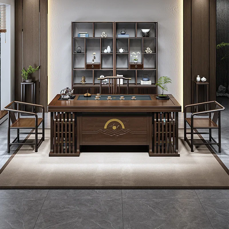 Solid wood tea table New Chinese office luxury integrated with a complete set of Kung Fu tea table brewing