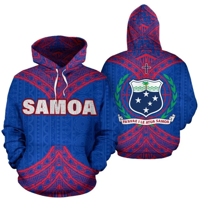 American Samoa Flag Tatau Graphic Hoodie For Men Full Print New In Polynesian Hoodies & Sweatshirts Men Pullover Pullover Coat