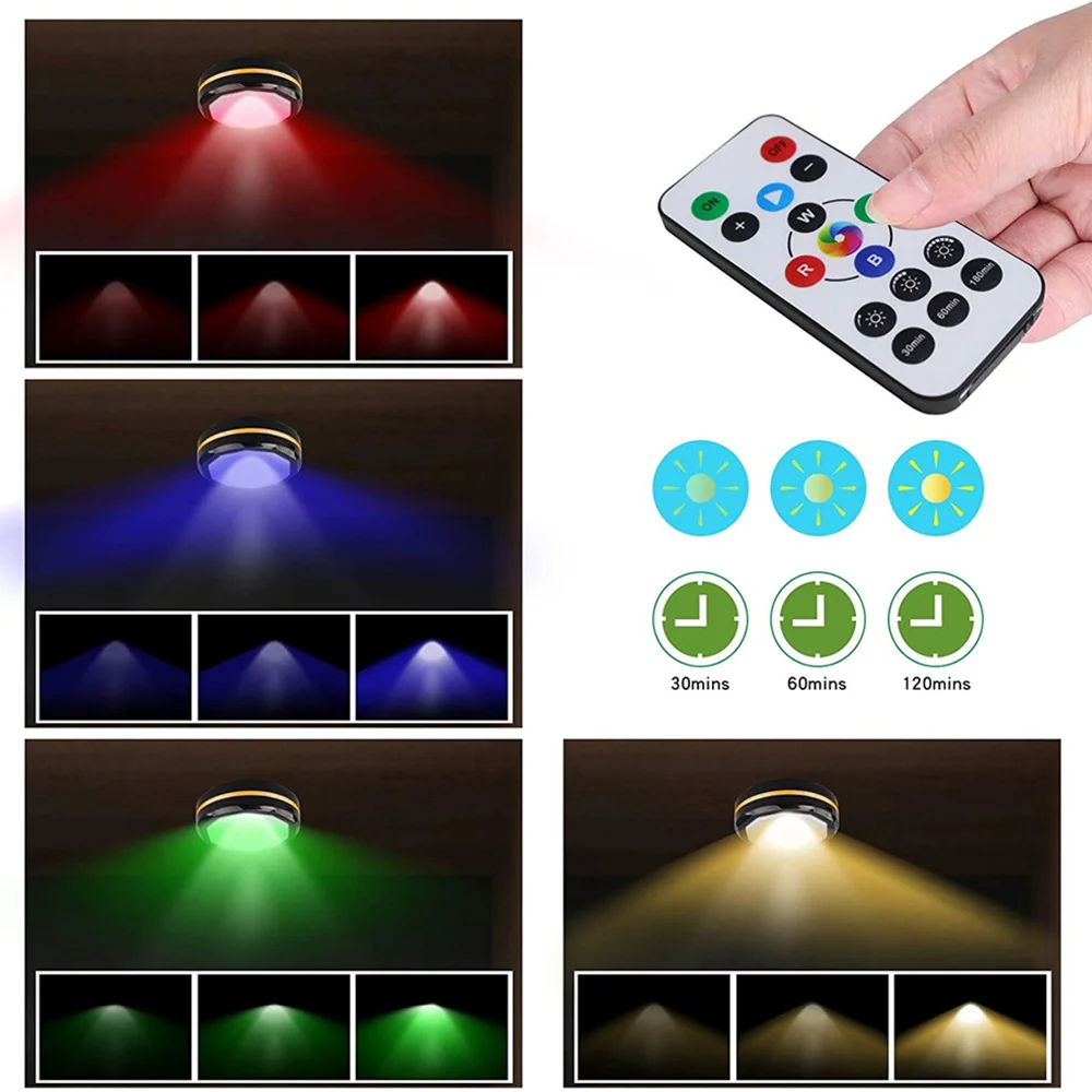USB Rechargeable RGB Led Puck Light & Remote Controller Portable Home Decoration for Party,Holiday,Birthday DC5V