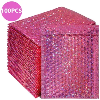 100pcs Rose Bubble Envelopes Bags for Shipping Bags Bubble Mailer Padded Packaging Waterproof Packing Bag Thicken Mailing Bag