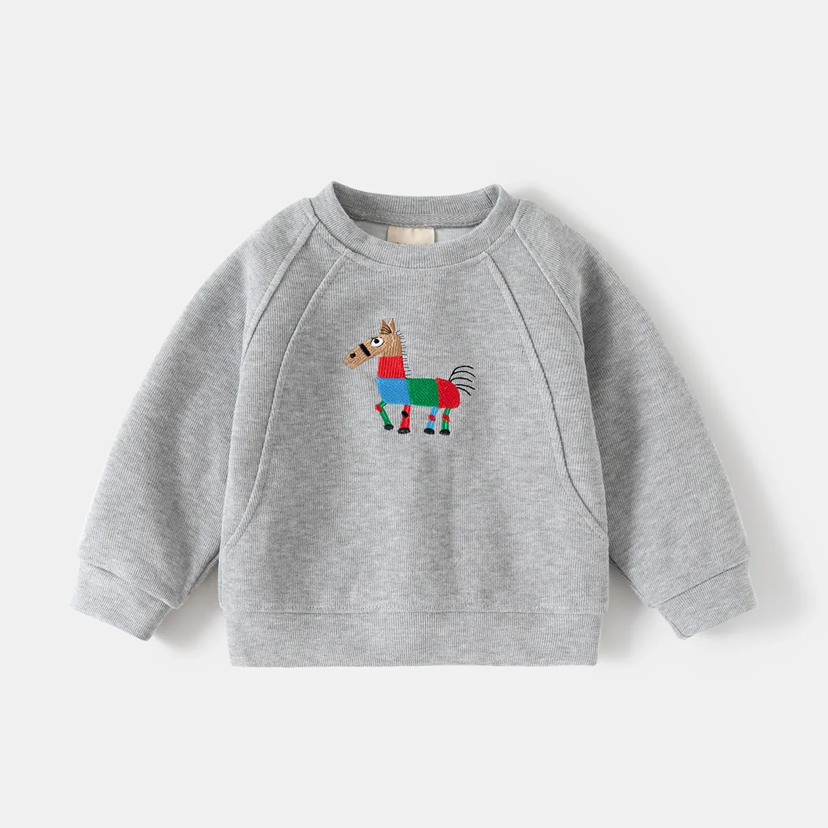2026 Herbst Jungen Hoodies 1-8 Jahre Cartoon Pony Stickerei Kinder O-Neck Sweatshirts Baby Lockerer Freizeitpullover Kinder Mäntel – Detail 1