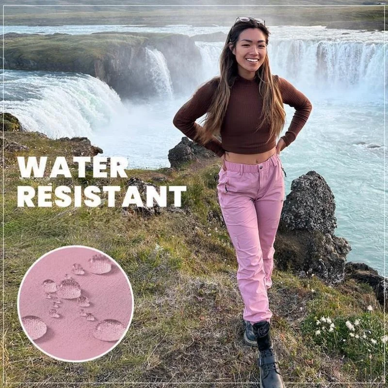 

Waterproof Hiking Pants ex Lightweight with kets Outdoor Leisure Trousers Straight Leg PVC Material Neutral Sle